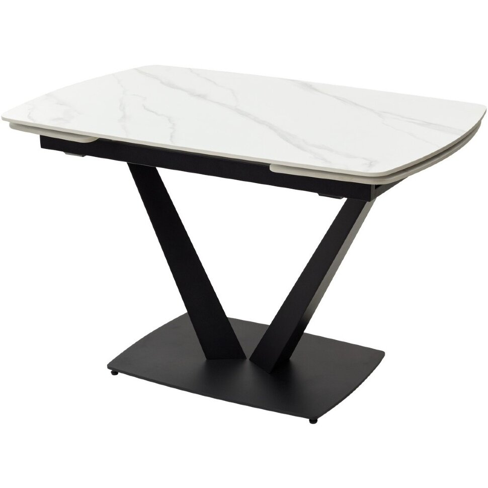 Стол ALATRI 120 MATT WHITE MARBLE SOLID CERAMIC / BLACK, ®DISAUR Стол ALATRI 120 MATT WHITE MARBLE SOLID CERAMIC / BLACK, ®DISAUR