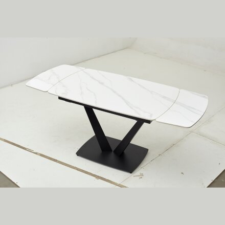 Стол ALATRI 120 MATT WHITE MARBLE SOLID CERAMIC / BLACK, ®DISAUR 