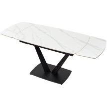 Стол ALATRI 120 MATT WHITE MARBLE SOLID CERAMIC / BLACK, ®DISAUR