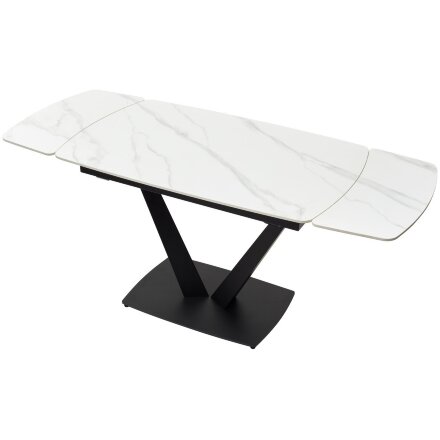 Стол ALATRI 120 MATT WHITE MARBLE SOLID CERAMIC / BLACK, ®DISAUR 