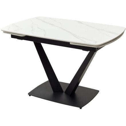 Стол ALATRI 120 MATT WHITE MARBLE SOLID CERAMIC / BLACK, ®DISAUR 