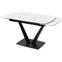 Стол ALATRI 120 MATT WHITE MARBLE SOLID CERAMIC / BLACK, ®DISAUR