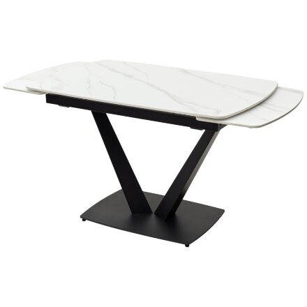 Стол ALATRI 120 MATT WHITE MARBLE SOLID CERAMIC / BLACK, ®DISAUR 