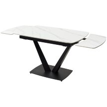 Стол ALATRI 120 MATT WHITE MARBLE SOLID CERAMIC / BLACK, ®DISAUR