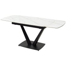 Стол ALATRI 120 MATT WHITE MARBLE SOLID CERAMIC / BLACK, ®DISAUR