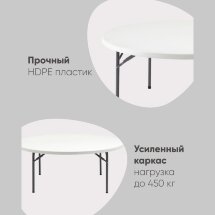 Стол круглый складной пластиковый Кейт 180