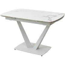 Стол ALATRI 120 GLOSS STATUARIO WHITE SOLID CERAMIC / WHITE, ®DISAUR