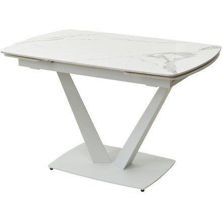 Стол ALATRI 120 GLOSS STATUARIO WHITE SOLID CERAMIC / WHITE, ®DISAUR 