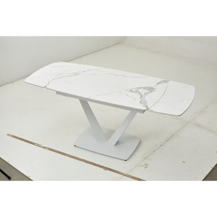 Стол ALATRI 120 GLOSS STATUARIO WHITE SOLID CERAMIC / WHITE, ®DISAUR 