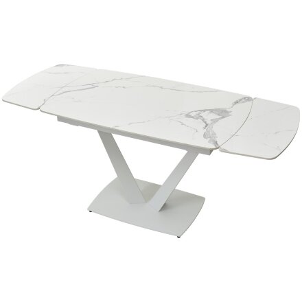 Стол ALATRI 120 GLOSS STATUARIO WHITE SOLID CERAMIC / WHITE, ®DISAUR 