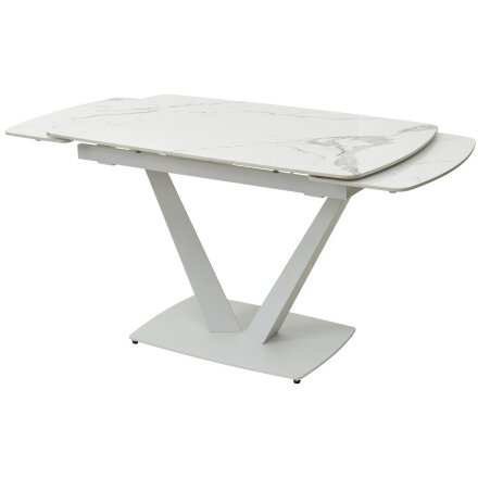Стол ALATRI 120 GLOSS STATUARIO WHITE SOLID CERAMIC / WHITE, ®DISAUR 