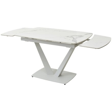Стол ALATRI 120 GLOSS STATUARIO WHITE SOLID CERAMIC / WHITE, ®DISAUR 
