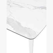 Стол ELIOT 120 HIGH GLOSS STATUARIO Белый мрамор глянцевый, керамика/ белый каркас М-City