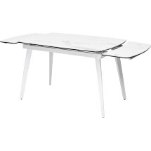 Стол ELIOT 120 HIGH GLOSS STATUARIO Белый мрамор глянцевый, керамика/ белый каркас М-City
