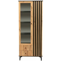 Шкаф Либерти 51.02 дуб вотан / черная / профиль Masa Decor дуб вотан