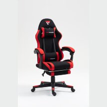 Кресло спортивное TopChairs Prophet с оттоманкой ткань черно-красный