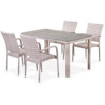 Комплект плетеной мебели T256C/Y376C-W85 Latte (4+1) + подушки на стульях