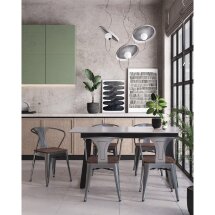 Стул TOLIX ARM WOOD с подлокотниками серебристый