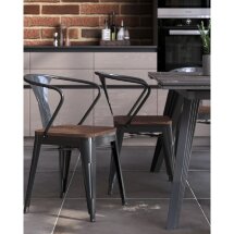Стул TOLIX ARM WOOD с подлокотниками черный