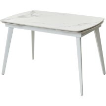 Стол ELIOT 120 GLOSS STATUARIO WHITE SOLID CERAMIC / WHITE, ®DISAUR