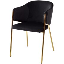 Стул DILL BLUVEL-19 BLACK, велюр/ золотой каркас, М-City