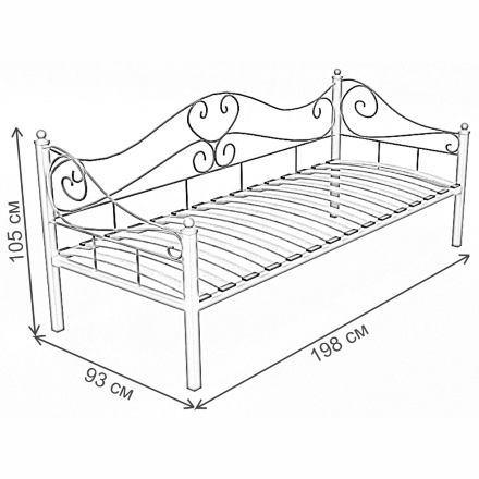 Кровать Венеция 90х190 белый муар 