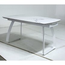 Стол LUGO 140 GLOSS STATUARIO WHITE SINTERED STONE/ WHITE М-City