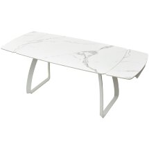 Стол LUGO 140 GLOSS STATUARIO WHITE SINTERED STONE/ WHITE М-City