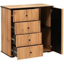 Комод Либерти 51.05 дуб вотан / черный / профиль Masa Decor дуб вотан