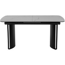 Стол RASMUS 160 TL-45 Белый мрамор, испанская керамика / черный каркас, ®DISAUR