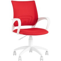 Кресло офисное TopChairs ST-BASIC-W красная ткань крестовина белый пластик
