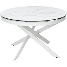 Стол TRENTO 120 HIGH GLOSS STATUARIO Белый мрамор глянцевый, керамика/ белый каркас, ®DISAUR