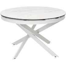 Стол TRENTO 120 HIGH GLOSS STATUARIO Белый мрамор глянцевый, керамика/ белый каркас, ®DISAUR