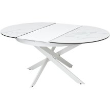 Стол TRENTO 120 HIGH GLOSS STATUARIO Белый мрамор глянцевый, керамика/ белый каркас, ®DISAUR