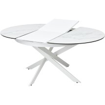 Стол TRENTO 120 HIGH GLOSS STATUARIO Белый мрамор глянцевый, керамика/ белый каркас, ®DISAUR