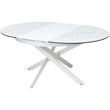 Стол TRENTO 120 HIGH GLOSS STATUARIO Белый мрамор глянцевый, керамика/ белый каркас, ®DISAUR