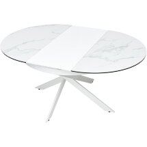 Стол TRENTO 120 HIGH GLOSS STATUARIO Белый мрамор глянцевый, керамика/ белый каркас, ®DISAUR