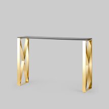 Консоль Stool Group КРОСС 115*30 золото стекло smoke закаленное каркас нержавеющая сталь