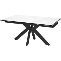 Стол BELLUNO 160 MARBLES KL-99 Белый мрамор матовый, итальянская керамика/ черный каркас, ®DISAUR
