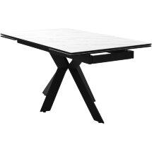 Стол BELLUNO 160 MARBLES KL-99 Белый мрамор матовый, итальянская керамика/ черный каркас, ®DISAUR