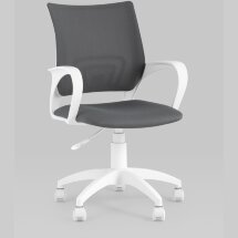 Кресло офисное Topchairs ST-BASIC-W серая ткань крестовина белый пластик