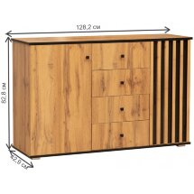 Комод Либерти 51.04 дуб вотан / черный / профиль Masa Decor дуб вотан