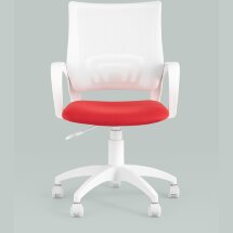 Кресло офисное Topchairs ST-BASIC-W спинка белая сетка сиденье красная ткань крестовина белый пластик