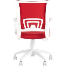 Кресло офисное Topchairs ST-BASIC-W спинка белая сетка сиденье красная ткань крестовина белый пластик