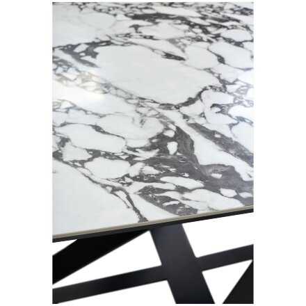 Стол VICENZA 180 раскладной GLOSS BULGARI WHITE, керамика / Черный, ®DISAUR 