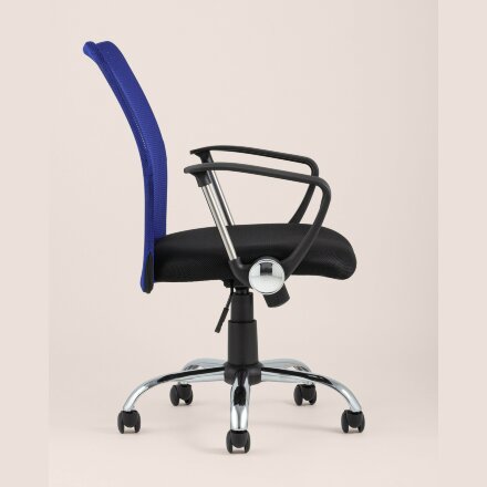 Компьютерное кресло Stool Group TopChairs Junior детское синее в обивке из текстиля и сетки, механизм качания Top Gun 