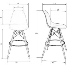 Стул барный DSW BAR ножки светлый бук, сиденья белый W-02