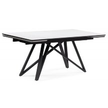 Керамический стол Вилсон 160(220)х89х75 белый мрамор snow white / черный