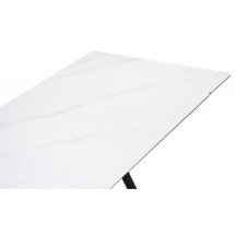 Керамический стол Вилсон 160(220)х89х75 белый мрамор snow white / черный