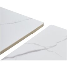 Стол ESTEBIO 160 GLOSS STATUARIO WHITE SOLID CERAMIC / Серый металлик, ®DISAUR